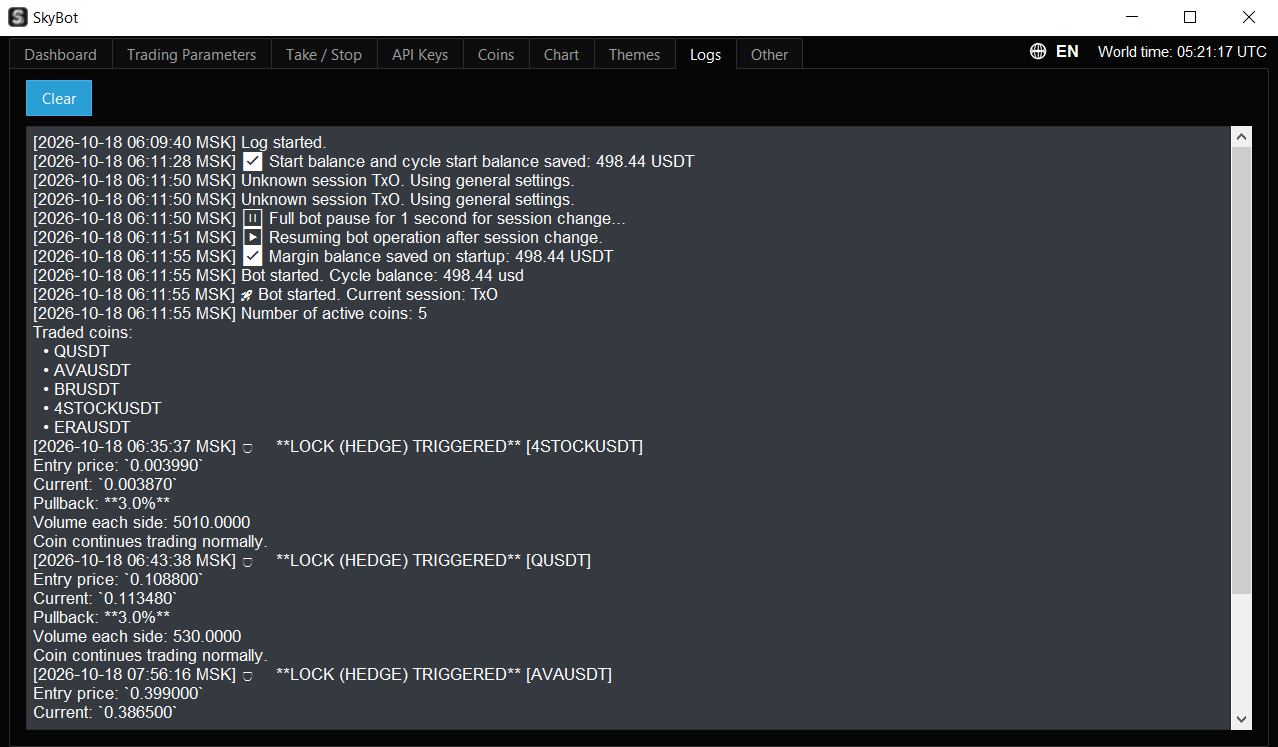 SkyBot v4.4 Logs Tab