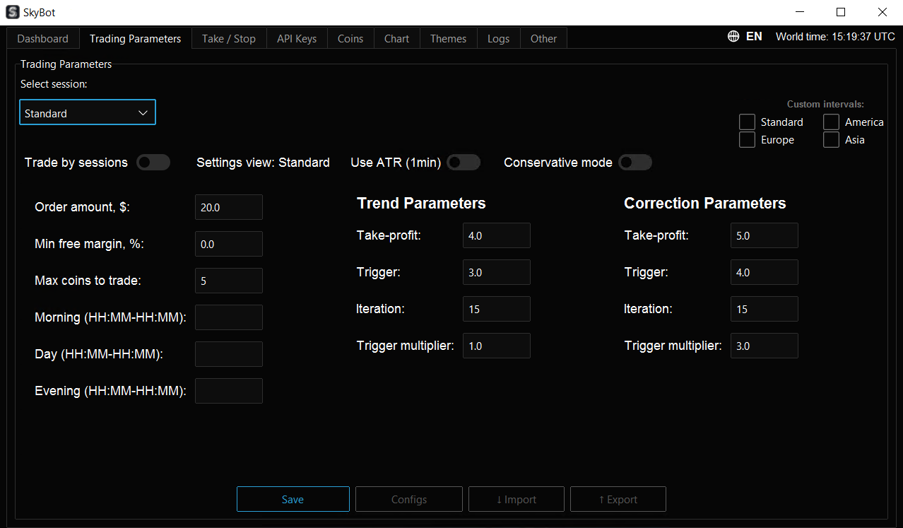 SkyBot v4.4 Trading Parameters