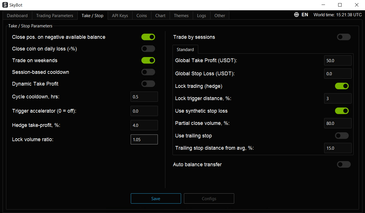 SkyBot v4.4 Take/Stop Tab